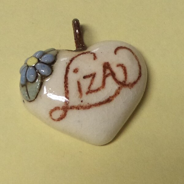 Liza----Vintage Ceramic Heart Name Pendant for Necklace Jewlery Accessories Gift Ideas