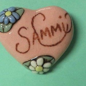 Sammi---Vintage Ceramic Heart Name Pin  Brooch Jewlery Accessories Gift Ideas