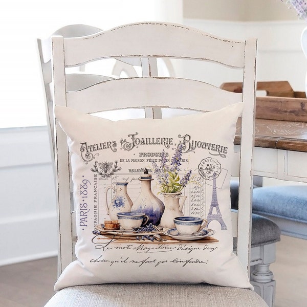 French Country Decor DIY Kitchen Bakery Transfer Farmhouse Tiered Tray Image Art Pillow Tote Cottagecore Bungalow Blue Sublimation Rustic