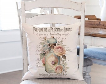 French Perfume Bottle Clipart: Shabby Chic Cottagecore Transfer (Digital Download)