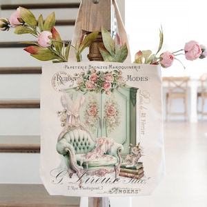 Armario de rosas rosas estilo shabby chic, transferencia digital, decoración de muebles victorianos, imagen artística, bandeja escalonada, vestido vintage estilo cottagecore, romántico.