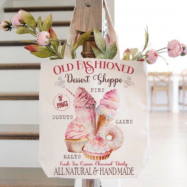 Old Fashioned Dessert Shoppe Digital Transfer, Rustic Farmhouse DIY Tiered Tray Transfer Pink Kitchen Decor, Cakes Pies Ice Cream Shakes