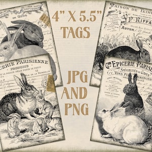 French Farmhouse Easter Rabbit Tags: Printable Rustic Decor (Digital Download)