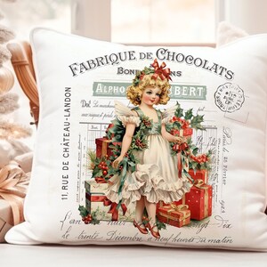 Viktorianische Weihnachtsengel Fee Digital 10x10 Transfer Bild Kunst DIY Shabby Chic Scrapbook Vintage French Sublimation Romantisch Cottagecore