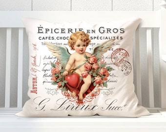 Victorian Cupid Cherub with Pink Roses - Valentine's Day Digital Image (PNG)