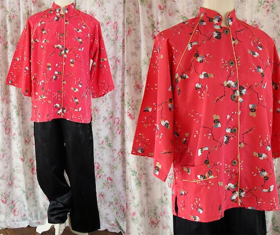 40s Lounging Pajamas ~ Rose Colored Hand Painted R
