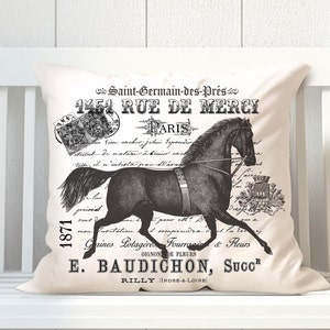 Land Frans paard afdrukbare DIY digitale overdracht primitieve boerderij paarden paardensport decor Feedsack afbeelding Art Junk Journal Cottage