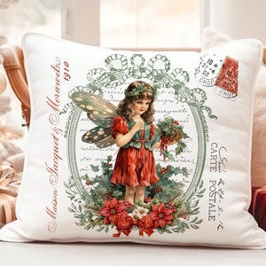 Viktorianische Weihnachtsengel Fee Digital 10x10 Transfer Bild Kunst DIY Shabby Chic Scrapbook Vintage French Sublimation Romantisch Cottagecore