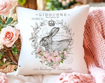 French Country Rabbit & Roses Image: Shabby Chic PNG Transfer (Digital Download)