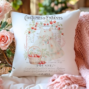 Shabby Chic druckbare DIY digitale Kinderzimmer Kinder Vintage Kleid Transfer Französisch Kirsch Kirschen PNG Bild Art Cottagecore Rustikale Bauernhaus