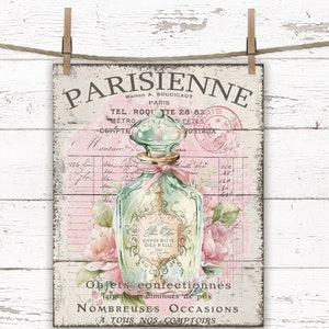Impresión de frasco de perfume Shabby Chic: Arte mural de estilo cottagecore francés (descarga digital)