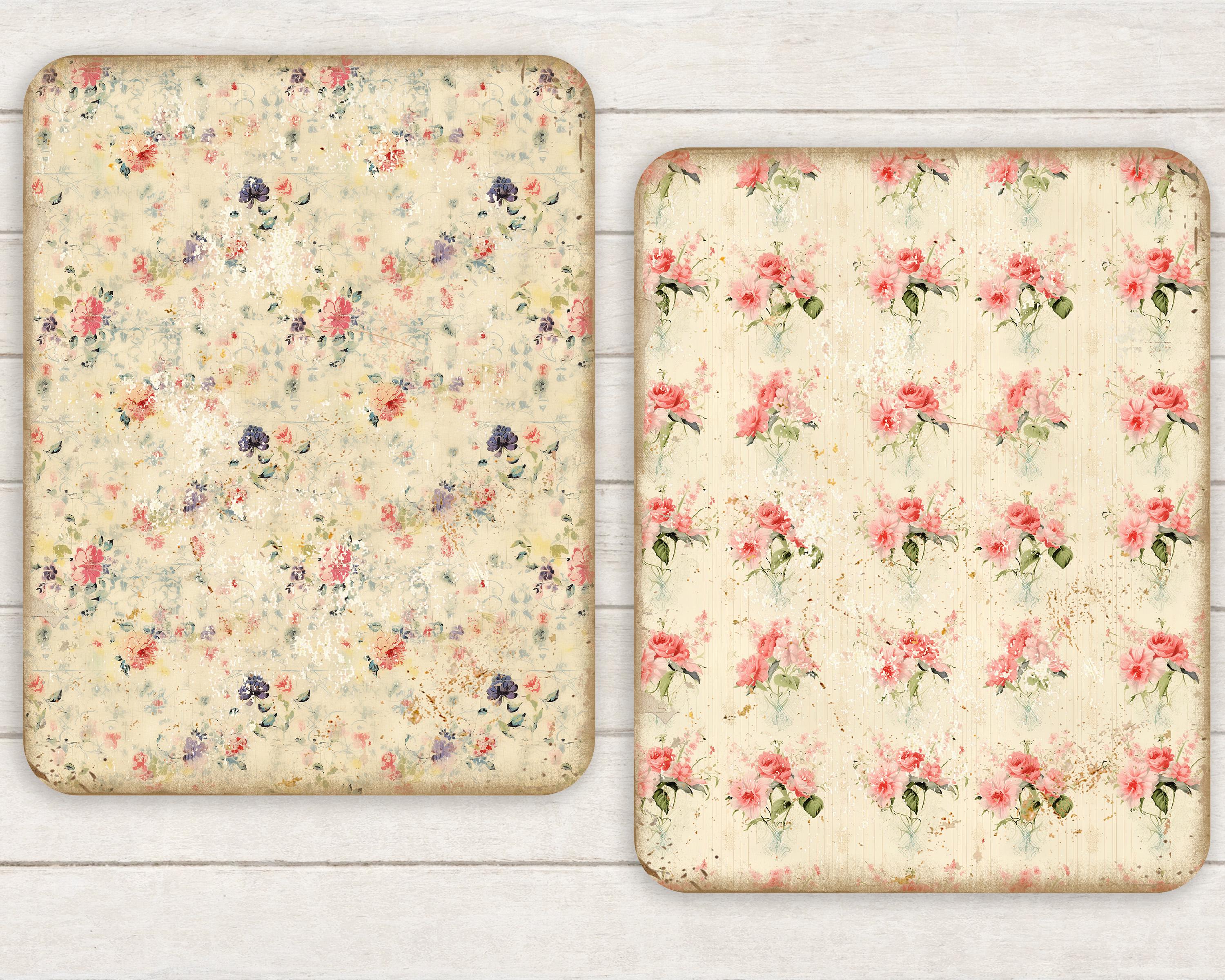 Shabby Chic Floral Digital Papers | Vintage Rose Junk Journal ...