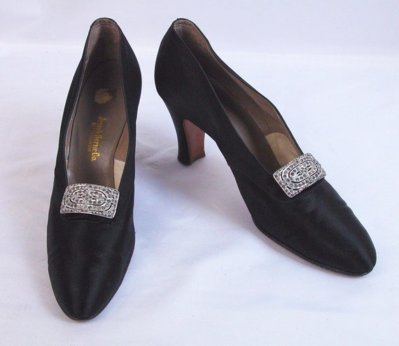 black silk pumps