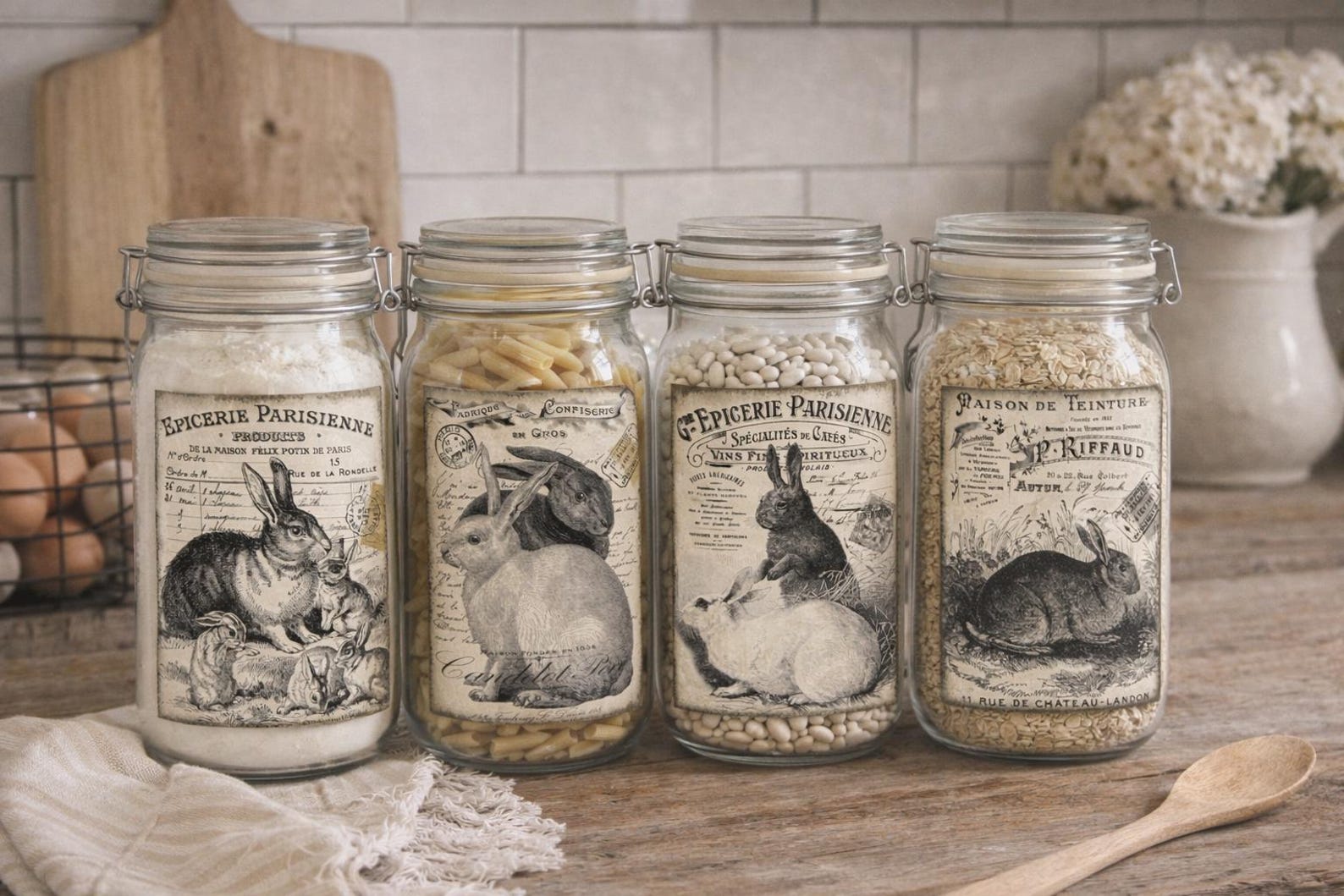 French Rabbit Labels: Vintage Farmhouse Style (digital Download) - Etsy
