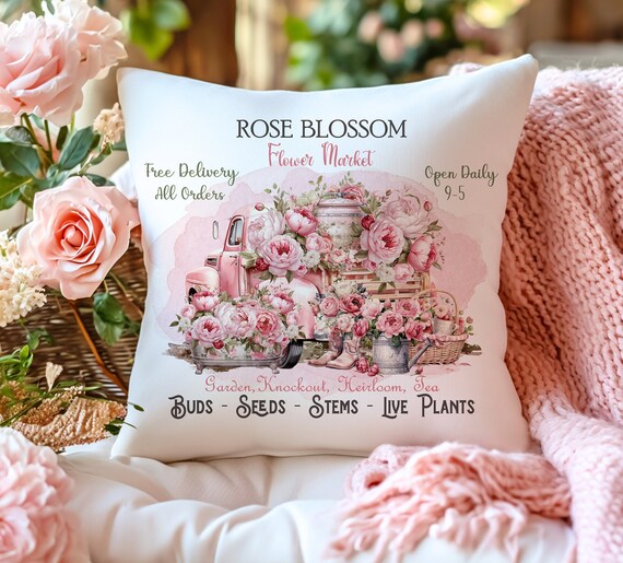 ピンクローズフラワーマーケットトラック：シャビーシックコテージ