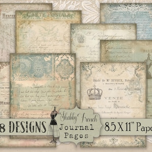 Shabby Franse afdrukbare digitale ongewenste dagboekpagina's papier DIY Vintage land Franse boerderij 8,5 X 11 rustieke noodlijdende grunge Cottage Craft