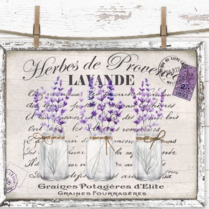 French Country Lavender Farmhouse Lavender Printable Sign Tiered Tray Decor Lavender Wreath Shabby Chic Digital Sign Transfer Cottagecore