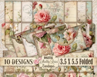 Shabby Chic Rose Umschlag Vorlagen: French Country DIY Briefpapier (Digitaler Download)