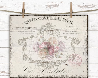 Shabby Chic Peony Sign: Victorian French Farmhouse Decor (Digital Download)