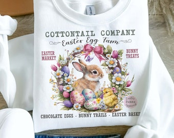 Easter Bunny Daisies Wreath Image: DIY Printable Transfer (Digital Download)