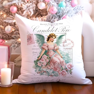 Shabby Chic Weihnachten rosa Engel Digital Transfer DIY Bild Kunst Scrapbook Vintage Rosen Französisch viktorianisch romantisch Sublimation Dekor Aqua