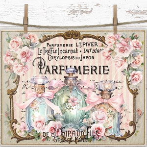 Antique Perfume Bottles French Print: Shabby Chic Cottagecore Decor (Digital Download)