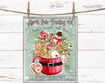 Farmhouse Christmas Sign: North Pole Trading Co. Art (Digital Download)