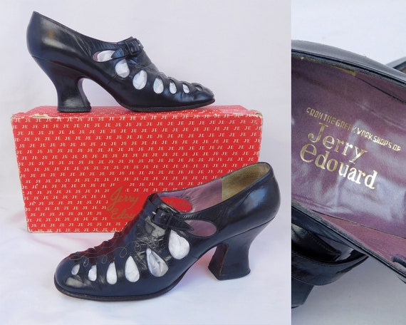 Jerry Edouard Shoes ~ 60s Mod Black Leather Buckle