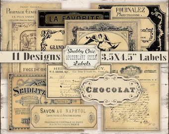 Etichette per farmacisti francesi / Shabby Chic Ephemera (download digitale)