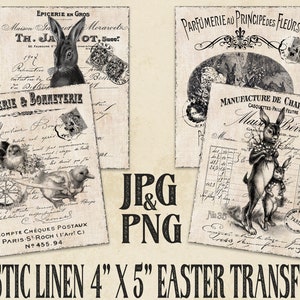 Primitive Easter Bunny Tags: French Country DIY Transfers (Digital Download)