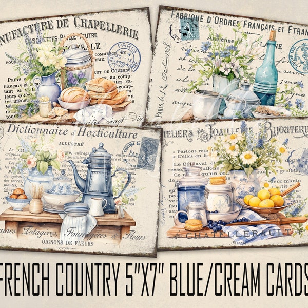 French Country Boulangerie Tabletops 5X7 Cards, Mini Signs Tiered Tray Decor Vintage Rustic Farmhouse Tags, Cottagecore Decor Bakery Bread