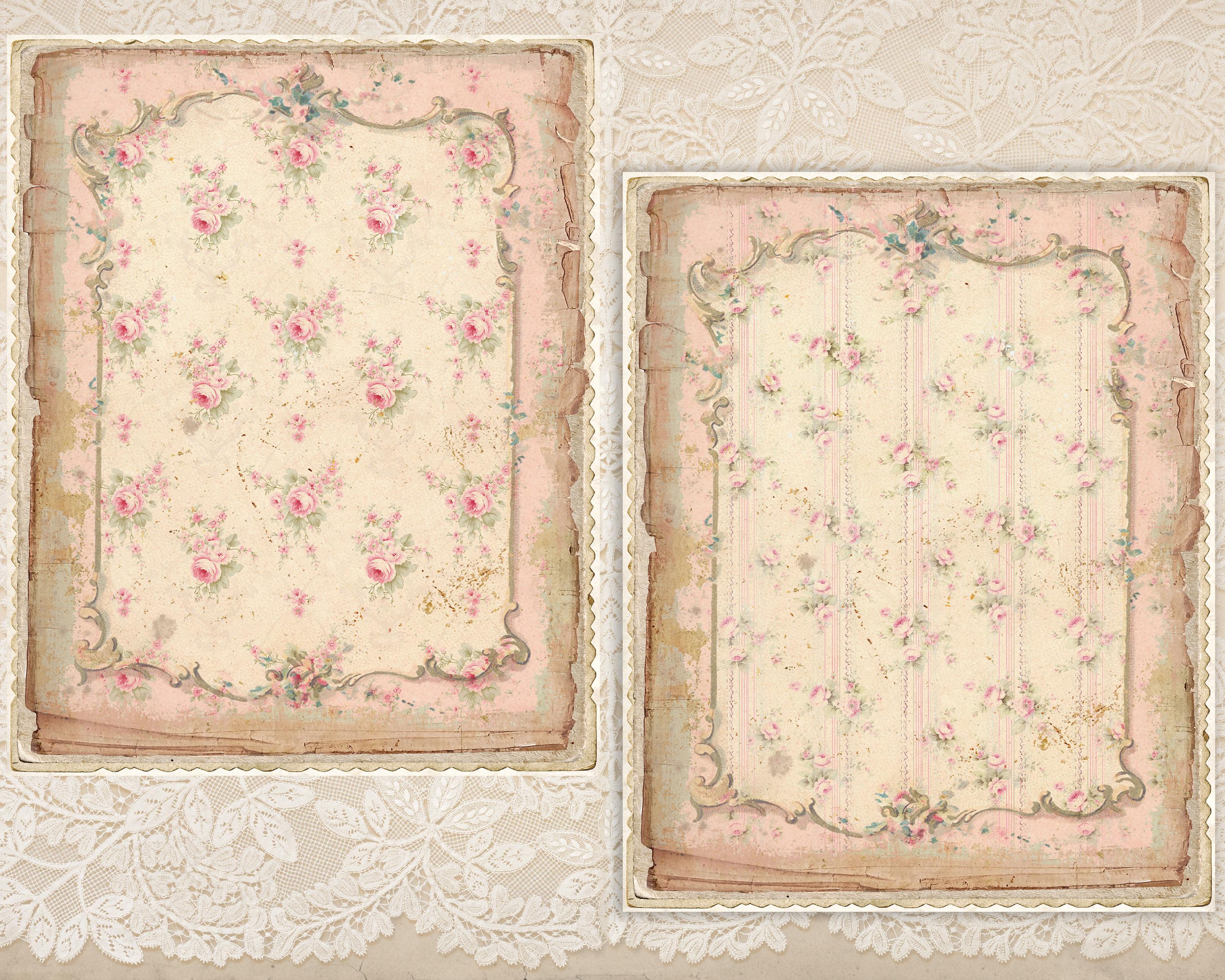 Shabby Chic Pink Roses Digital Paper Pack: French Cottage Journal (8x10 ...
