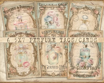 Shabby Chic Perfume Bottle Prints: Victorian French Tags (Digital Download)