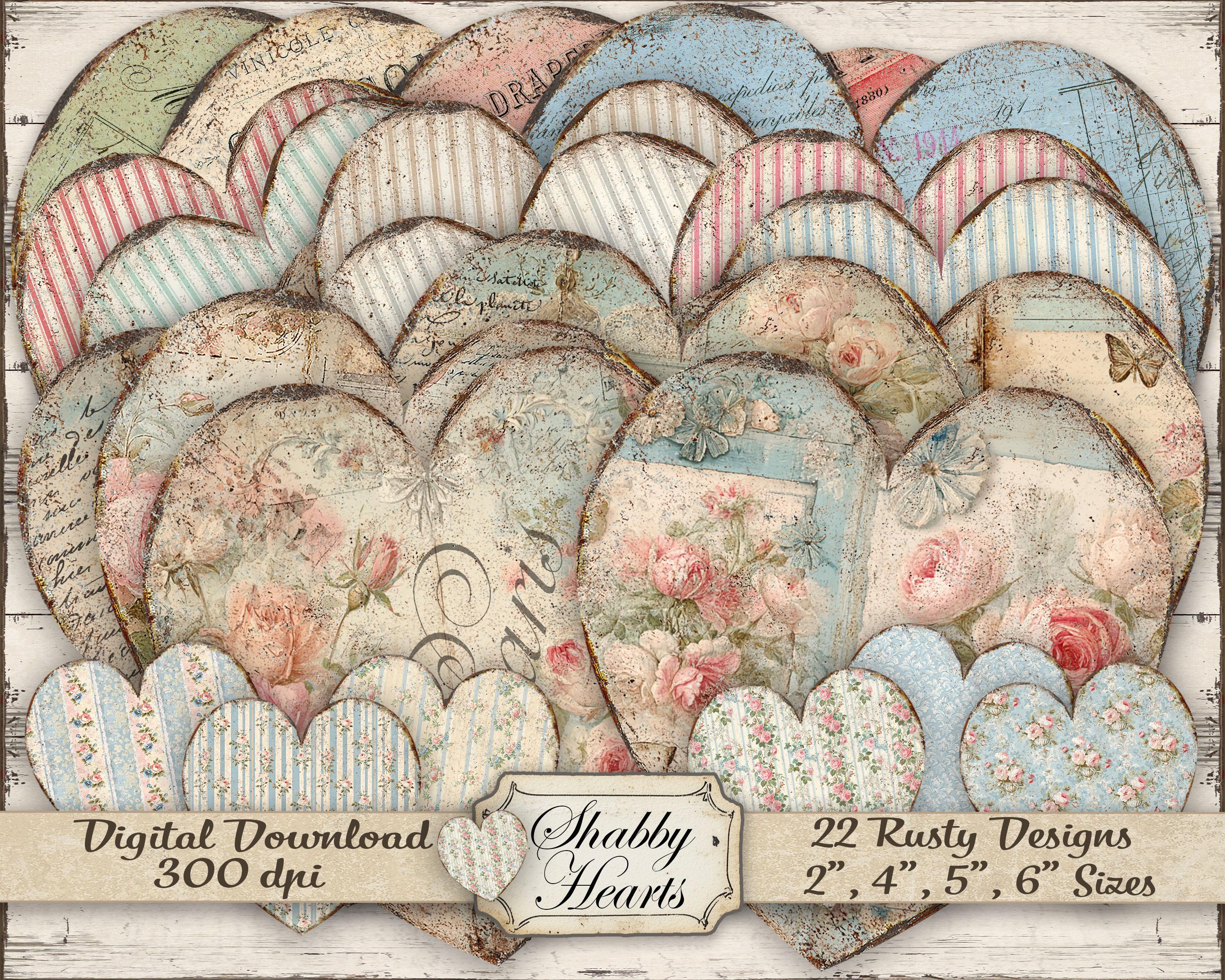 Rustic Heart Printable Shabby Chic Rusty Rose Heart Printables: French Farmhouse Valentine ...
