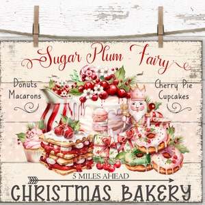 Shabby Chic Christmas Bakery Sign: Vintage Sugar Plum Fairy Print (Digital Download)