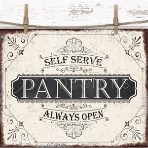 Pantry Sign Country Cottagecore Digital Printable Farmhouse Rustic Metal Sign, Rusty Distressed Vintage Door Hanger Tin Metal Image Art