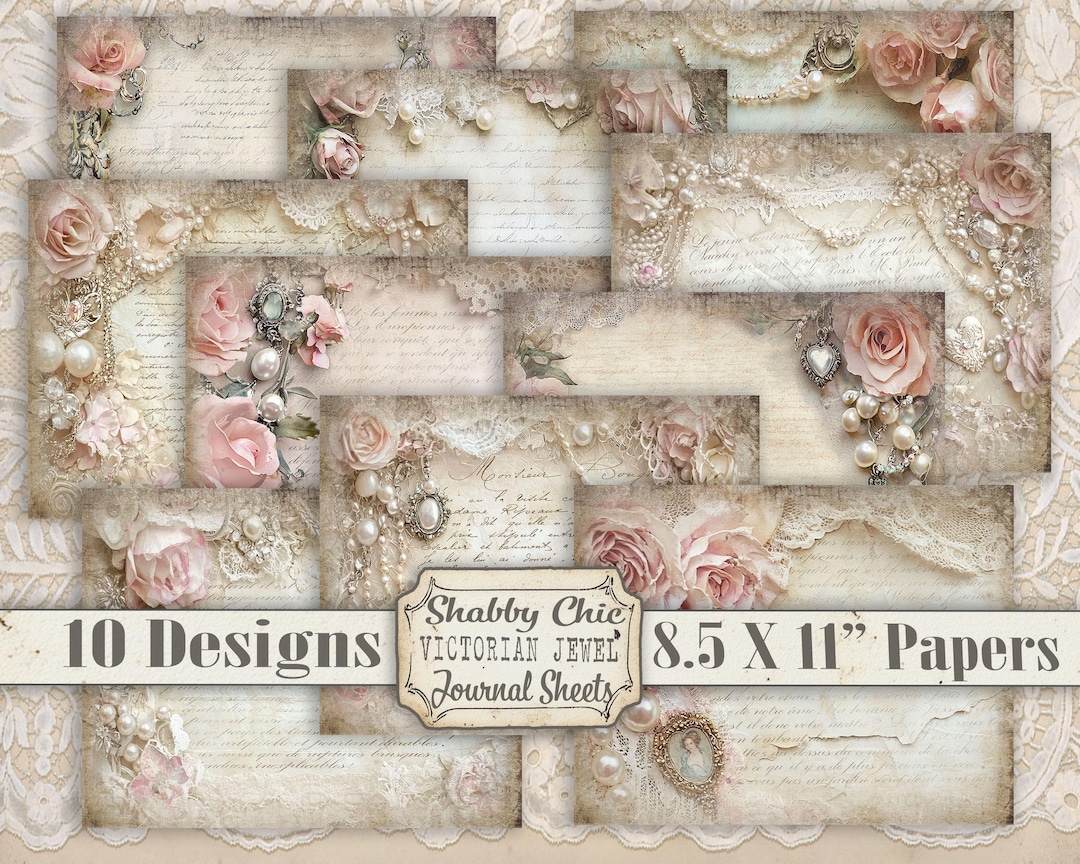 Shabby Chic Victorian Roses Digital Paper Pack: Junk Journal, Collage ...