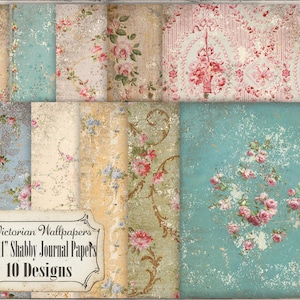 Shabby Chic Afdrukbare Rozen Victoriaans Behang Digitale DIY Junk Journal Paper Pack Land Franse Boerderij 8,5 X 11 Cottage Craft Items