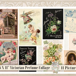 Victorian Perfume Collage Sheet: Shabby Chic Scrapbook Paper (Digital Download)