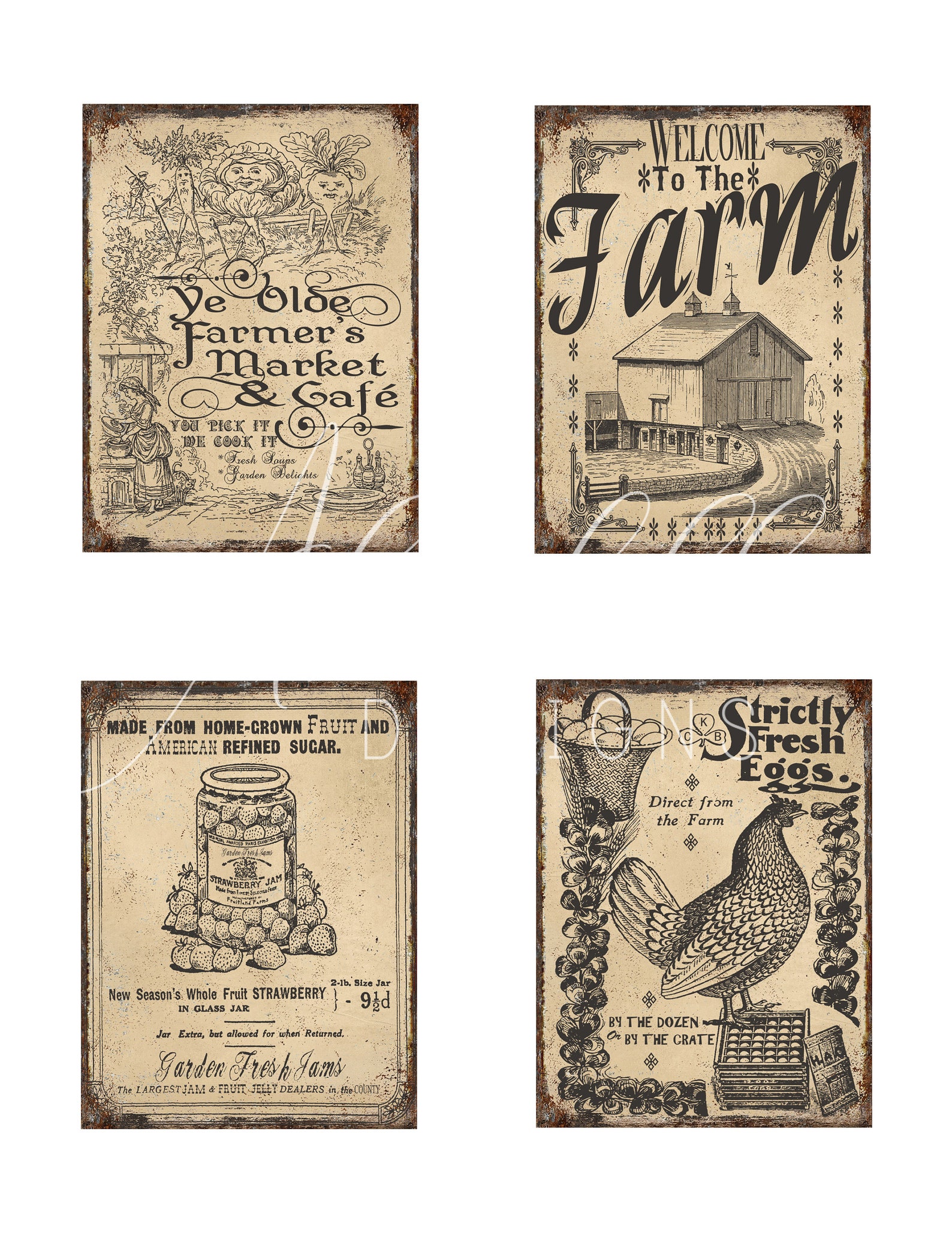 Bahan Rustic Label Farmhouse Rustic Labels: Vintage Chicken & Farm Market (digital ...