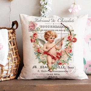 Valentines Day Cupid Cherub Digital Transfer Image Art DIY Victorian Cherub Shabby Chic Tiered Tray Wreath Pink Roses Romantic French Decor