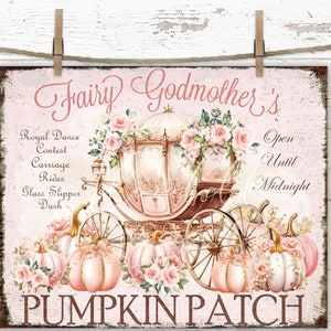 Letrero de calabazas de la Hada Madrina: Decoración shabby chic cottagecore (descarga digital)