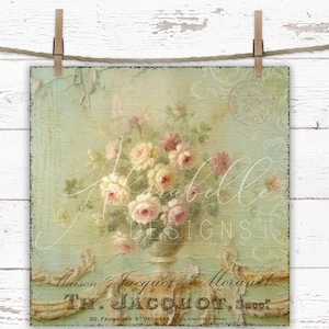 Shabby Chic rosa Rosenstrauß Print: Bauernhaus auf dem Land (digitaler Download)