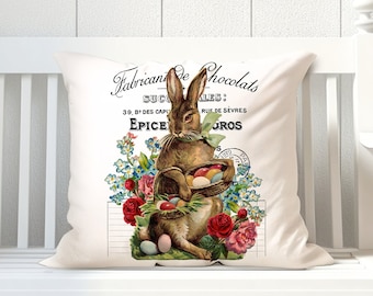Victorian Easter Rabbit Image: Shabby Chic Roses DIY Transfer (Digital Download)
