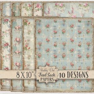 Roses shabby chic imprimable papier numérique bricolage journal indésirable vintage alimentation sac pays ferme Français 8 X 10 album rustique cottage artisanat