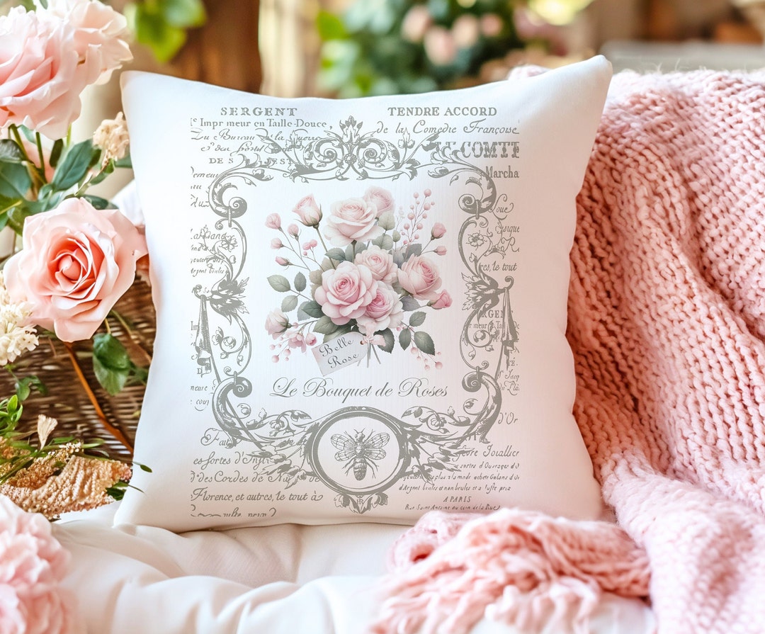 Pink Roses Printable PNG Shabby Chic French DIY Digital Transfer ...
