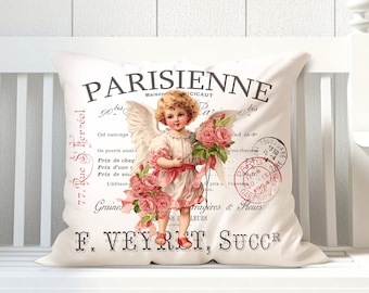 Victorian Cupid Cherub Angel Digital Transfer: French Roses (PNG)