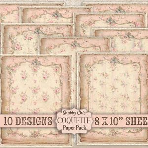 Shabby Chic Coquette Rose Rosa Stampabile Carta Digitale Pacchetto Fai da Te Junk Journal Country French Farmhouse 8X10 Cottage Craft Pages Fogli