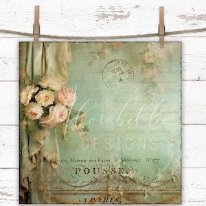 Shabby Chic Cabbage Chic Cabbage Rose Print: Bauernhaus auf dem Land (digitaler Download)