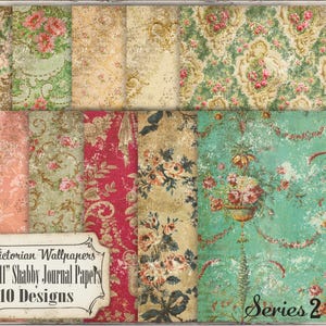 Shabby Chic Viktorianische Blumen Tapete zum ausdrucken Digital DIY Junk Journal Papier Pack Land Französisch Bauernhaus 8.5X11 Cottage Craft Items #2